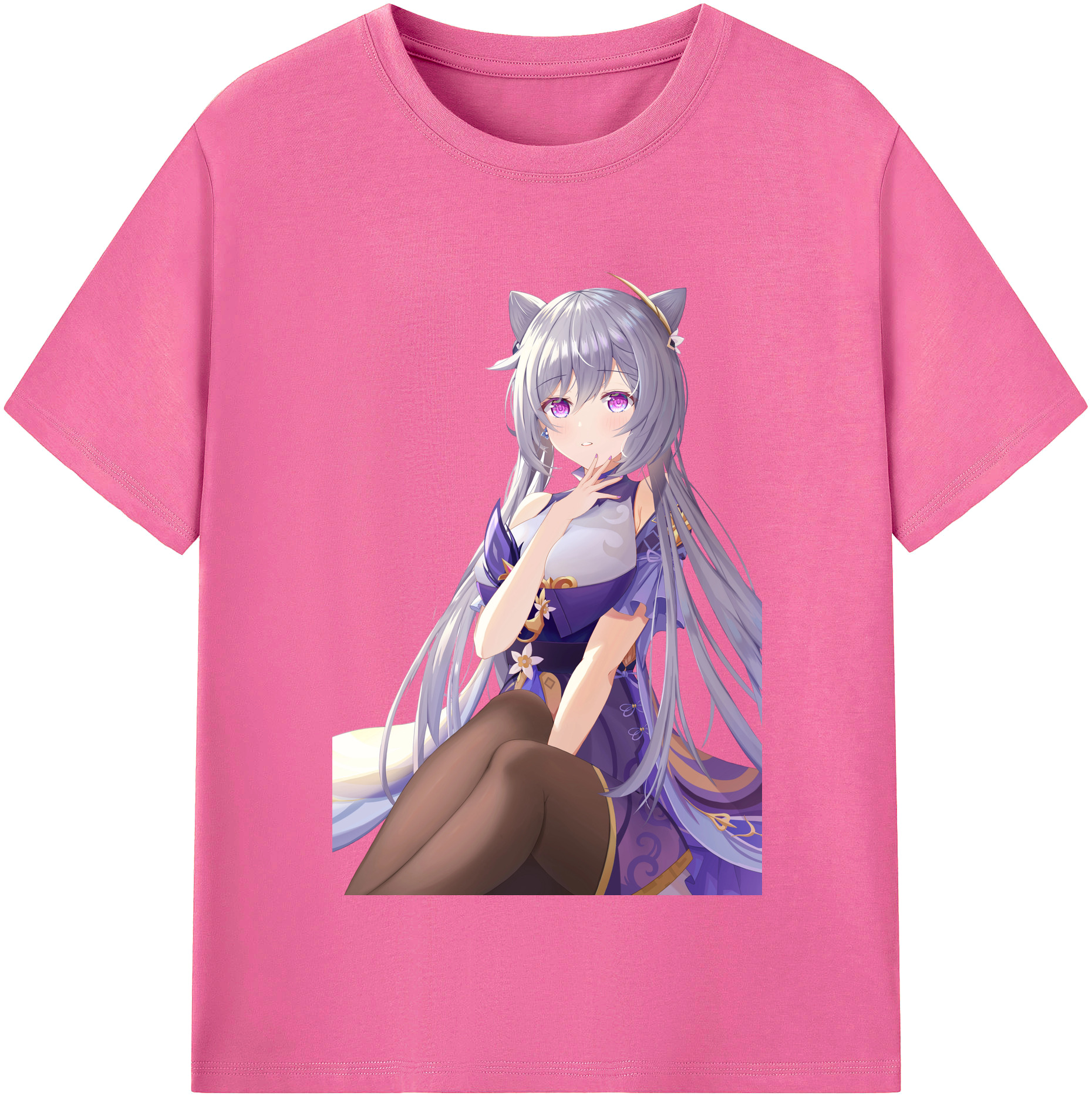 げんし神 刻晴 こくせい genshin Kokusei レディースカジュアルプリントTシャツ（綿100％）